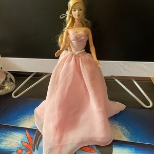 Elegant Pink Doll with Strapless Gown
